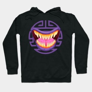 halloween scary beast mouth tongue and teeth icon Hoodie